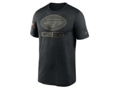 Nike Men's New York Jets 2020 Salute To Service Legend T-shirt In Black