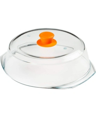 Classic Touch Microwave Tall Glass Plate Cover In Orange
