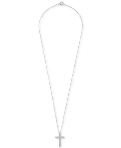 Macy's Diamond Cross Pendant Necklace (1/10 Ct. T.w.) In Sterling Silver