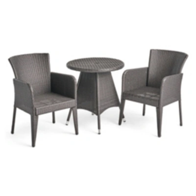 Noble House Corsica Outdoor 3pc Bistro Set In Grey