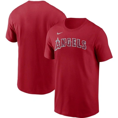 Nike Los Angeles Angels Men's Swoosh Wordmark T-shirt In Red