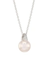 Mikimoto Women's 18k White Gold, 8.5mm Cultured Akoya Pearl & Diamond Necklace
