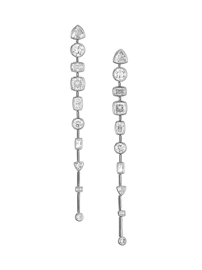 Adriana Orsini Women's Rhodium-plated & Cubic Zirconia Bezel-set Linear Post Earrings