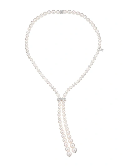 Mikimoto Women's Everyday Essentials 18k White Gold, Cultured Akoya Pearl & 0.25 Tcw Diamond Convertible Lari