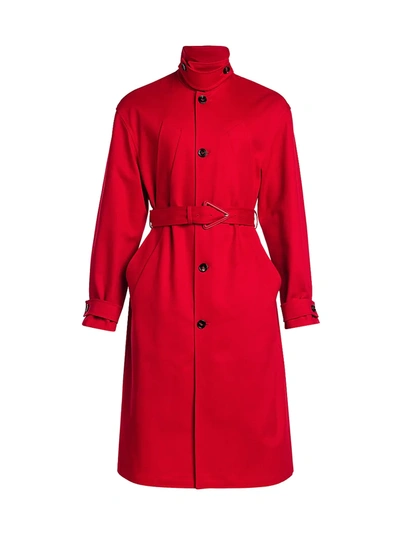 Bottega Veneta Heavy Cotton Twill Belted Trench Coat In Red