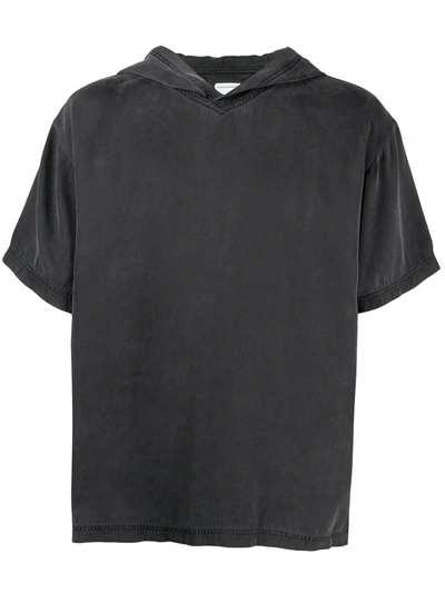 Bottega Veneta Heavy Fluid Silk Twill Hooded T-shirt In Black