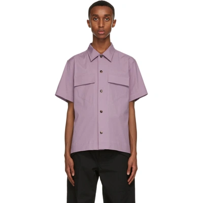 Bottega Veneta Stretch Poplin Short Sleeve Button-up Shirt In Lavender