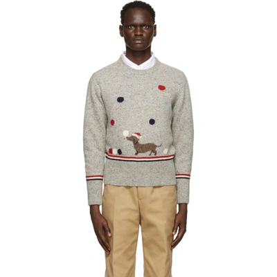 Thom Browne Holiday Hector Intarsia Knit Jumper In Light Grey