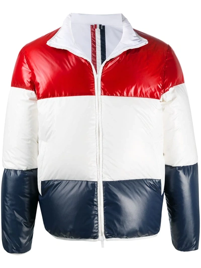 Thom Browne Tricolour Reversible Funnel Jacket In White