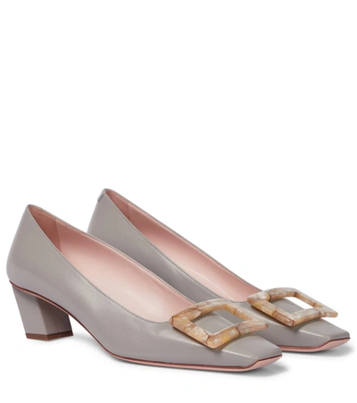 Roger Vivier Belle Vivier Leather Pumps In Light Grey