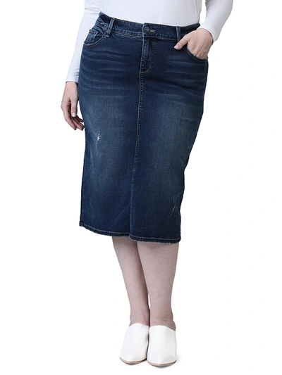 Slink Jeans Plus Denim Pencil Skirt In Robyn