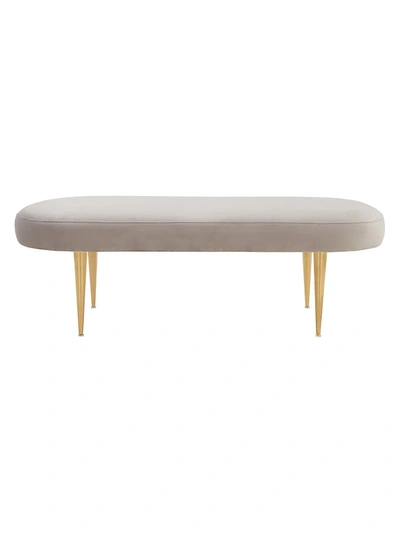 Safavieh Corinne Velvet Oval Bench In Pale Taupe