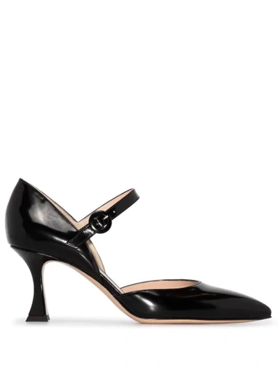 Gianvito Rossi Black 70 Leather Mary Jane Pumps