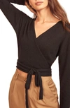 Reformation Cashmere Wrap Sweater In Black