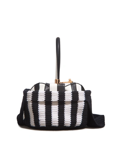 Gabriela Hearst Cashmere Crochet Shoulder Bag In Black,white