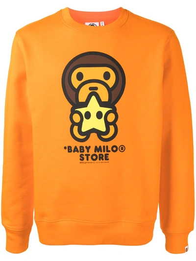 *baby Milo® Store By *a Bathing Ape® Baby Milo & Star Sweatshirt In Orange