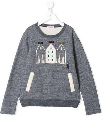 Familiar Kids' Festive Embroidery Sweatshirt In Grey