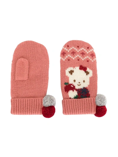 Familiar Kids' Intarsia Knit Mittens In Pink