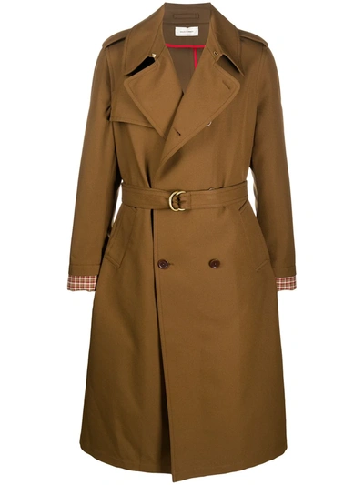 Wales Bonner Long Trench Coat In Brown