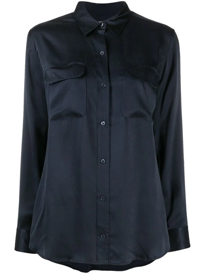 Equipment Classic Collar Silk Shirt In Blue
