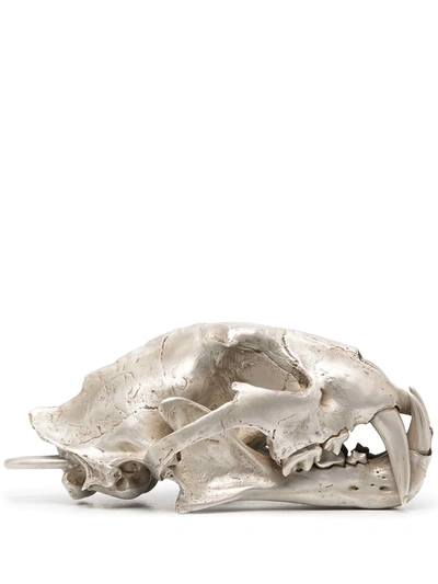 Parts Of Four Replica Leopard Skull In Silver