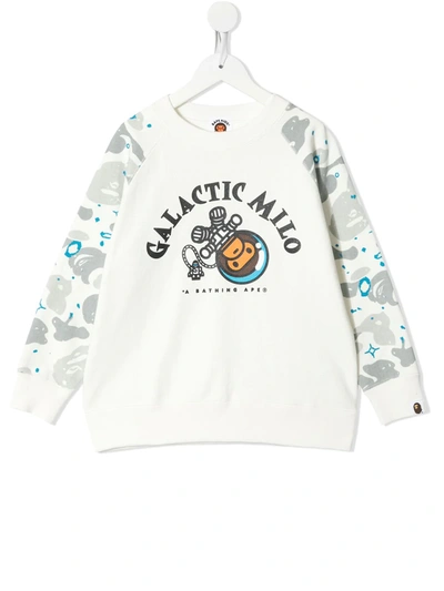 A Bathing Ape Kids' Milo Camo Printed Sweatshirt In White