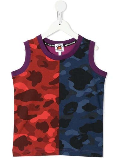 A Bathing Ape Kids' Colour Camo Printed Tank Top In Red