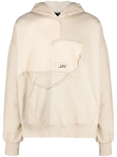 Val Kristopher Distressed Patch-work Hoodie In Neutrals