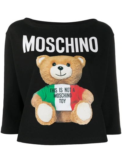 Moschino Italian Teddy Bear T-shirt In Black