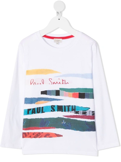 Paul Smith Junior Kids' Collage Stripe Print T-shirt In White