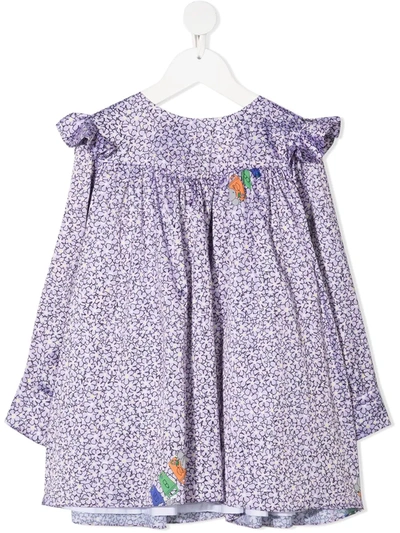 Natasha Zinko Kids' Frilled Shoulder Dress In Purple