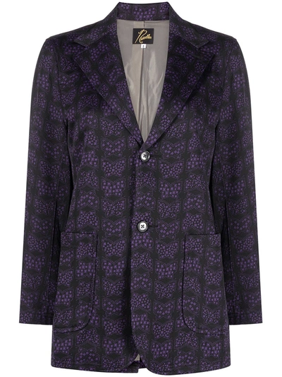 Needles Butterfly-pattern Single-breasted Blazer In Purple