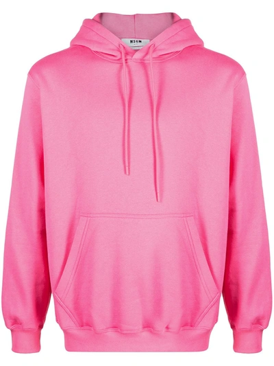 Msgm Logo-print Cotton Hoodie In Pink