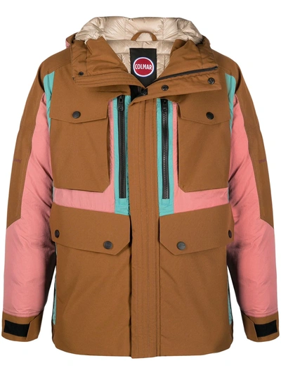 White Mountaineering Colour-block Padded Jacket In Brown