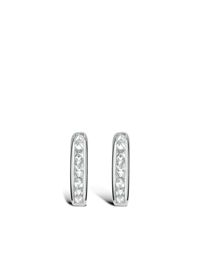 Pragnell 18kt White Gold Rockchic Diamond Hoop Earrings In Silver