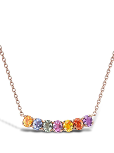 Pragnell 18kt Rose Gold Rainbow Fancy Sapphire Line Pendant Necklace In Pink