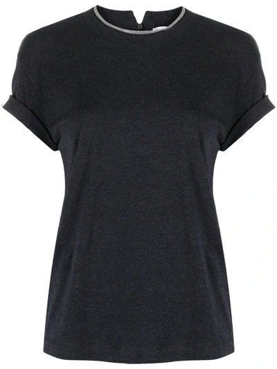 Brunello Cucinelli Short Sleeve Crewneck T-shirt With Lurex In Grey