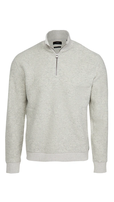 Vince Boucle Quarter Zip Wool Blend Sweatshirt In H Grey