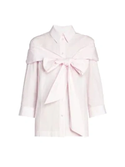 Simone Rocha Masculine Poplin Bow Shirt In Pink