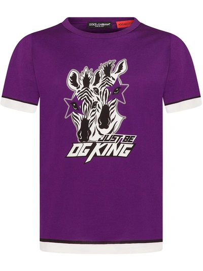Dolce & Gabbana Zebra Print Short-sleeve T-shirt In Purple