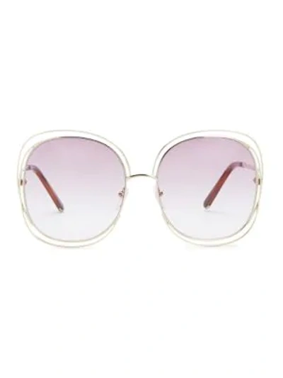 Chloé Carlina 60mm Oversized Round Sunglasses In Lavender Havana