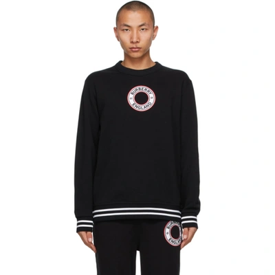 Burberry Logo Graphic Appliqué Cotton Sweatshirt In Black