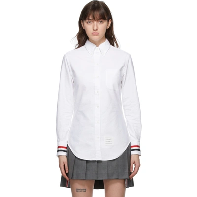 Thom Browne Online Exclusive White Rwb Stripe Classic Oxford Shirt In 100 White