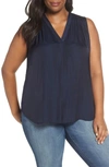 Vince Camuto V-neck Rumple Blouse In Classic Navy