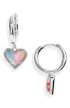 Kendra Scott Ari Heart Huggie Hoop Earrings In Rhod Watercolor Illusion