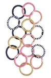 L Erickson Grab & Go Set Of 15 Ponytail Holders In Tennis Court