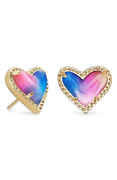Kendra Scott Ari Heart Stud Earrings In Gold Watercolor Illusion