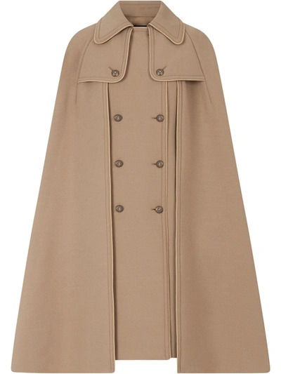 Dolce & Gabbana Woolen Cape With Decorative Buttons In Turtle Dove