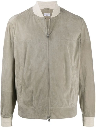 Brunello Cucinelli Men's Beige Leather Outerwear Jacket