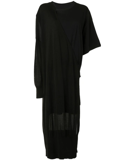 Y's Asymmetric Design Dress In Black